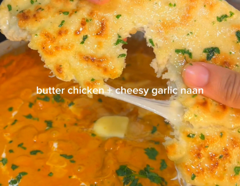 Butter Chicken + cheesy garlic naan