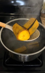 Boiled ripe plantain platano maduro boiled with peel