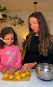 mother daughter cooking toddler cooking cheesy platano balls bolitas de platano relleno de queso